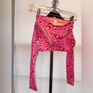 Cat & Jack Girls Pink Leopard Long Sleeve Two-Piece Swimsuit | Size M (7/8)